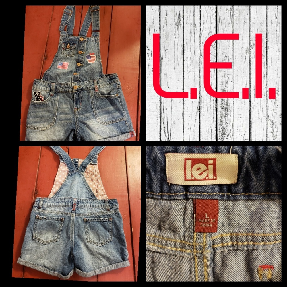 Girls large overall shorts denim